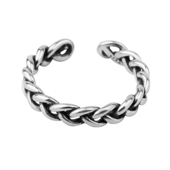 Minimalist 925 Sterling Silver Chain Ring Curb Chain Link Dainty Stackable Ring - Picture 5 of 5